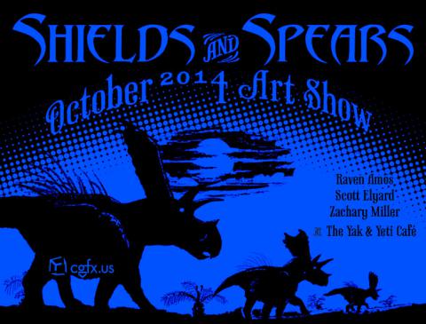 Shields and Spears Art Show Postcard in Blue